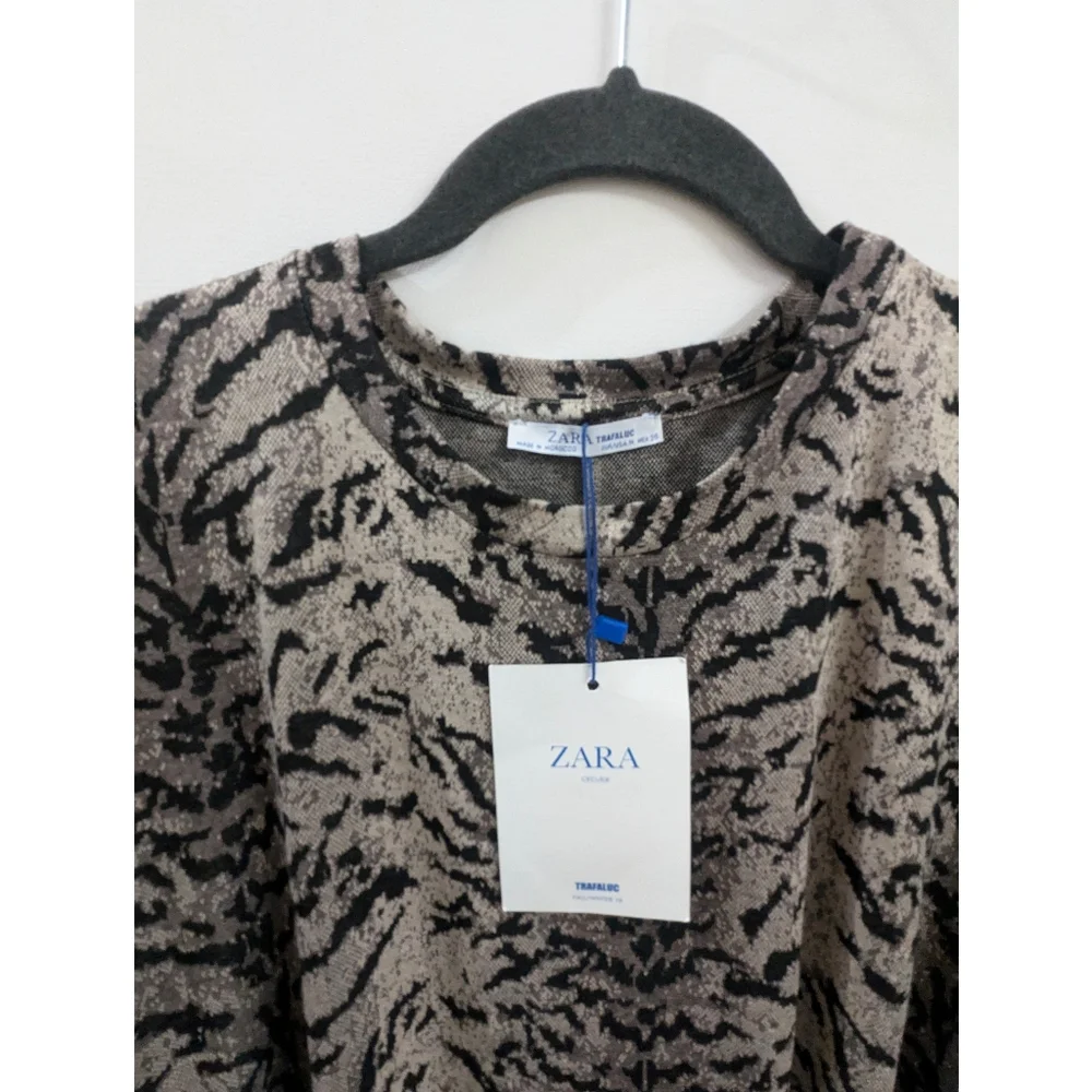 ZARA Belted Animal Print Midi Dress Size M - Picture 3 of 8